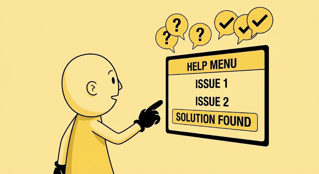 (Cel-Shaded 2D): The Self-Serve Hero – Visualizing Problem Solving