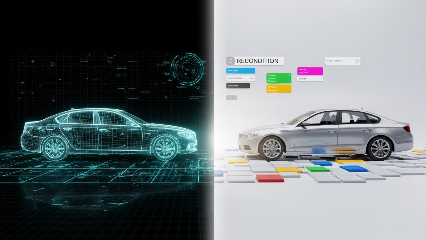 (Wireframe Transition): Blueprint to Photo – Visualizing Reconditioning Value