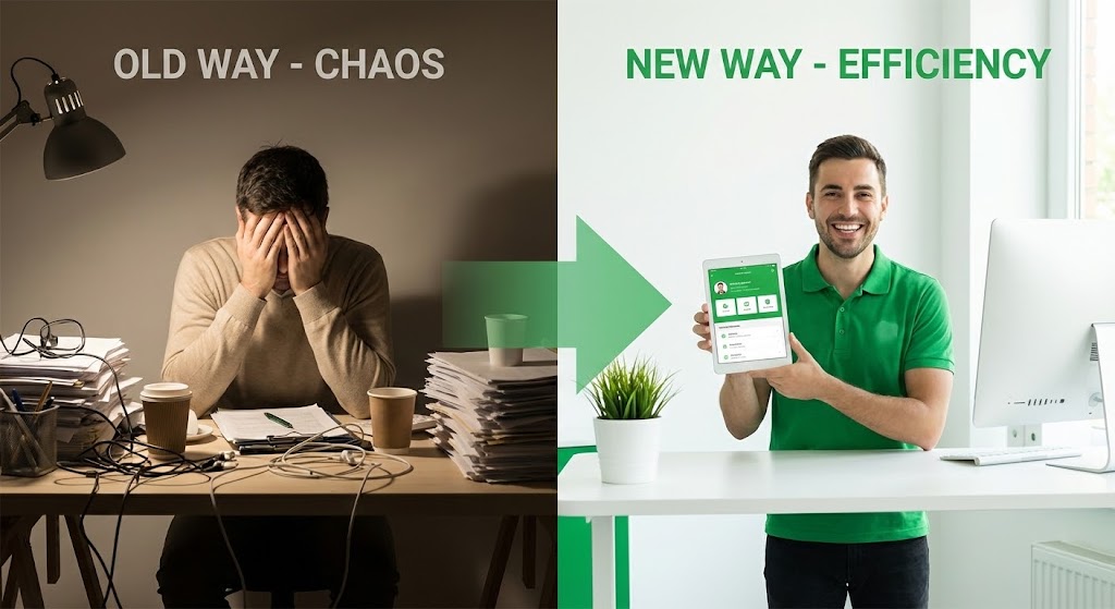 (Split Screen): Chaos vs Order – Visualizing Efficiency Gains