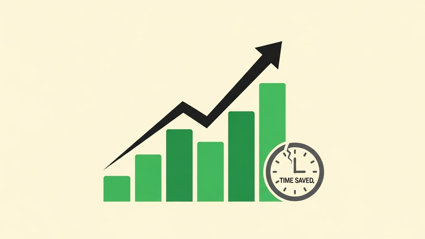 (Minimalist Flat 2D Vector): Ascending Growth Graph + Quantifying Time Recovery