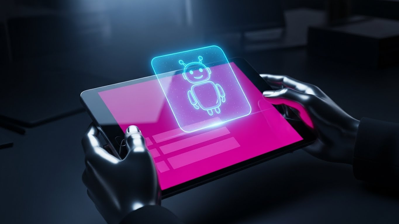 (AR Overlay on Live Action): The Holographic Support Bot - Lowering support overhead.