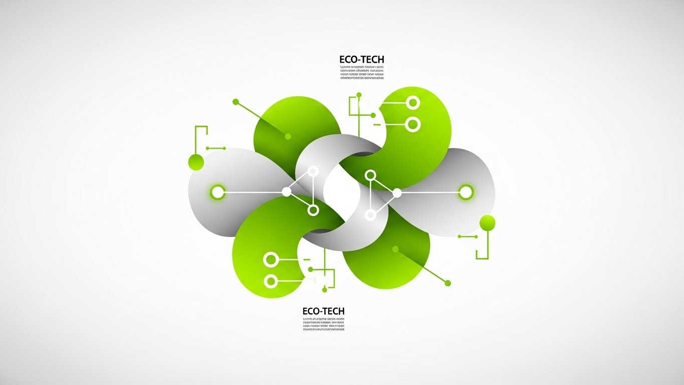 (Abstract 2D flat vector organic): Eco-Tech Identity - Harmonizing nature with data nodes.