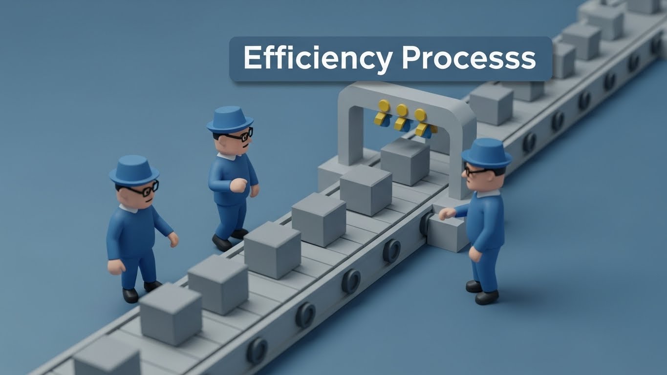 (Low-Poly 3D Isometric): The Process Gamifier - Reducing implementation friction.