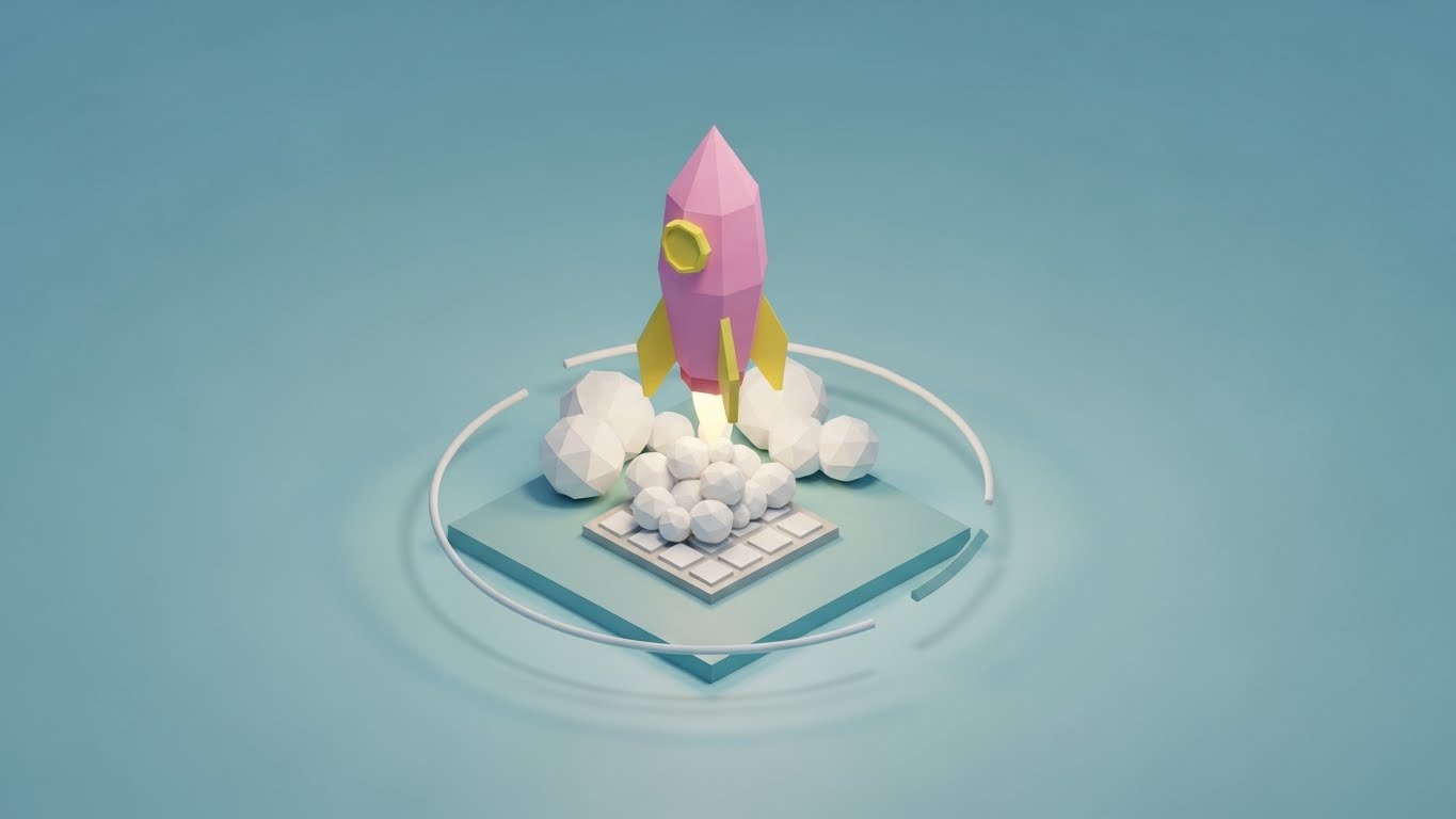 (Low-Poly 3D): The Launchpad - Gamified Growth