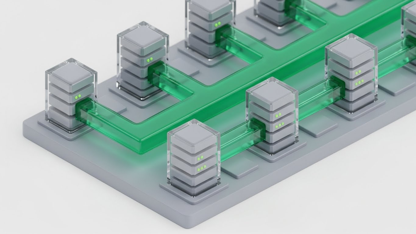 (Isometric 3D Workflow): Isometric Data Flow – Visualizing Resource Throughput
