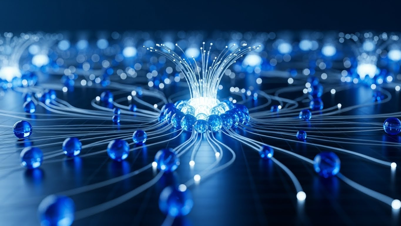 (Abstract 3D AI Visualization): Connected Nodes – Centralizing The Ecosystem