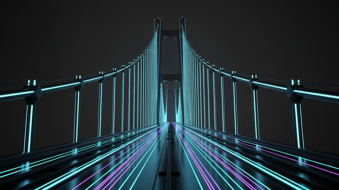 (Futuristic Neon/Dark Mode): Neon Structure – Illuminating Smart Infrastructure