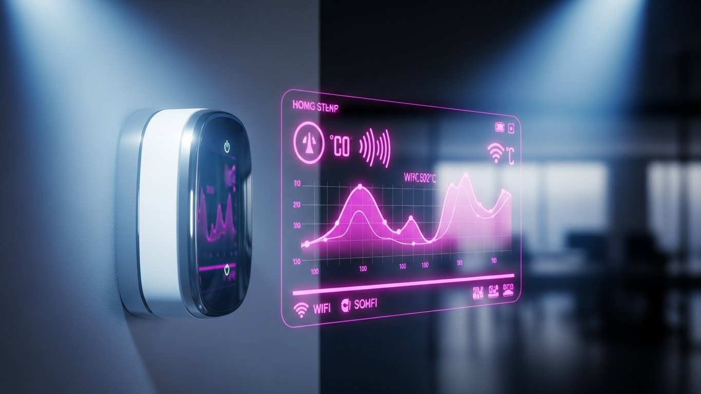 (Holographic UI over 3D Render): Digital twin overlay + Visualise hardware intelligence