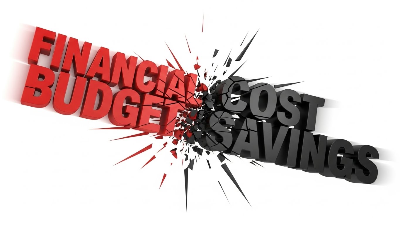 (Bold Kinetic Typography): Shattering budget text + Impact cost reduction