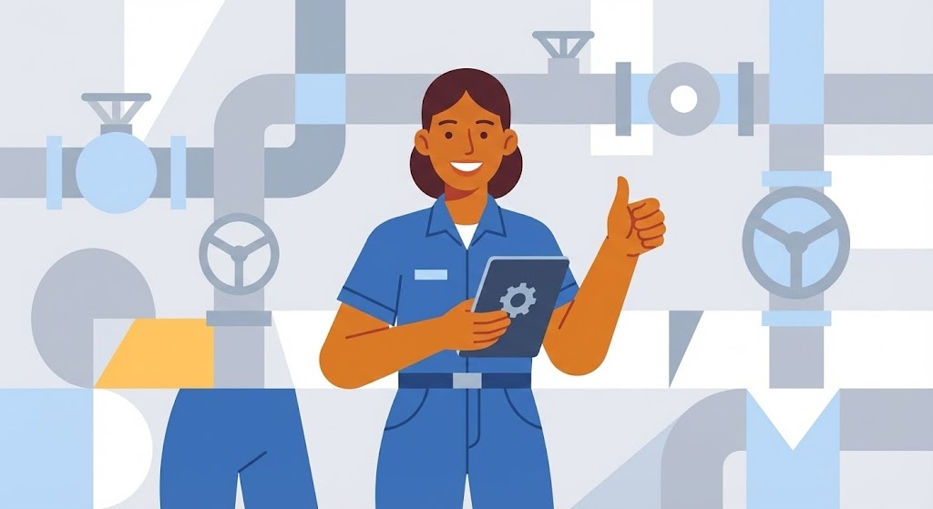 (2D Character-Driven Story): Female technician character + Build user confidence