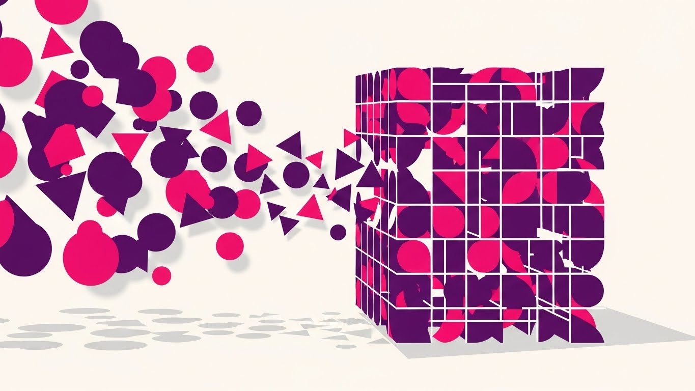 (Abstract 2D Motion Graphics): Morphing geometric grid + Unify fragmented systems