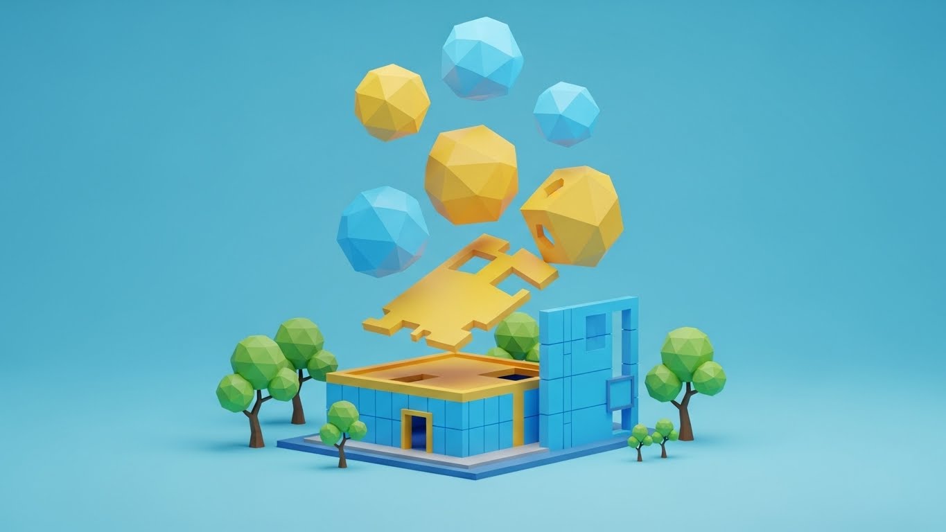 (Low-Poly 3D Modeling): Self-assembling building + Simplify implementation process