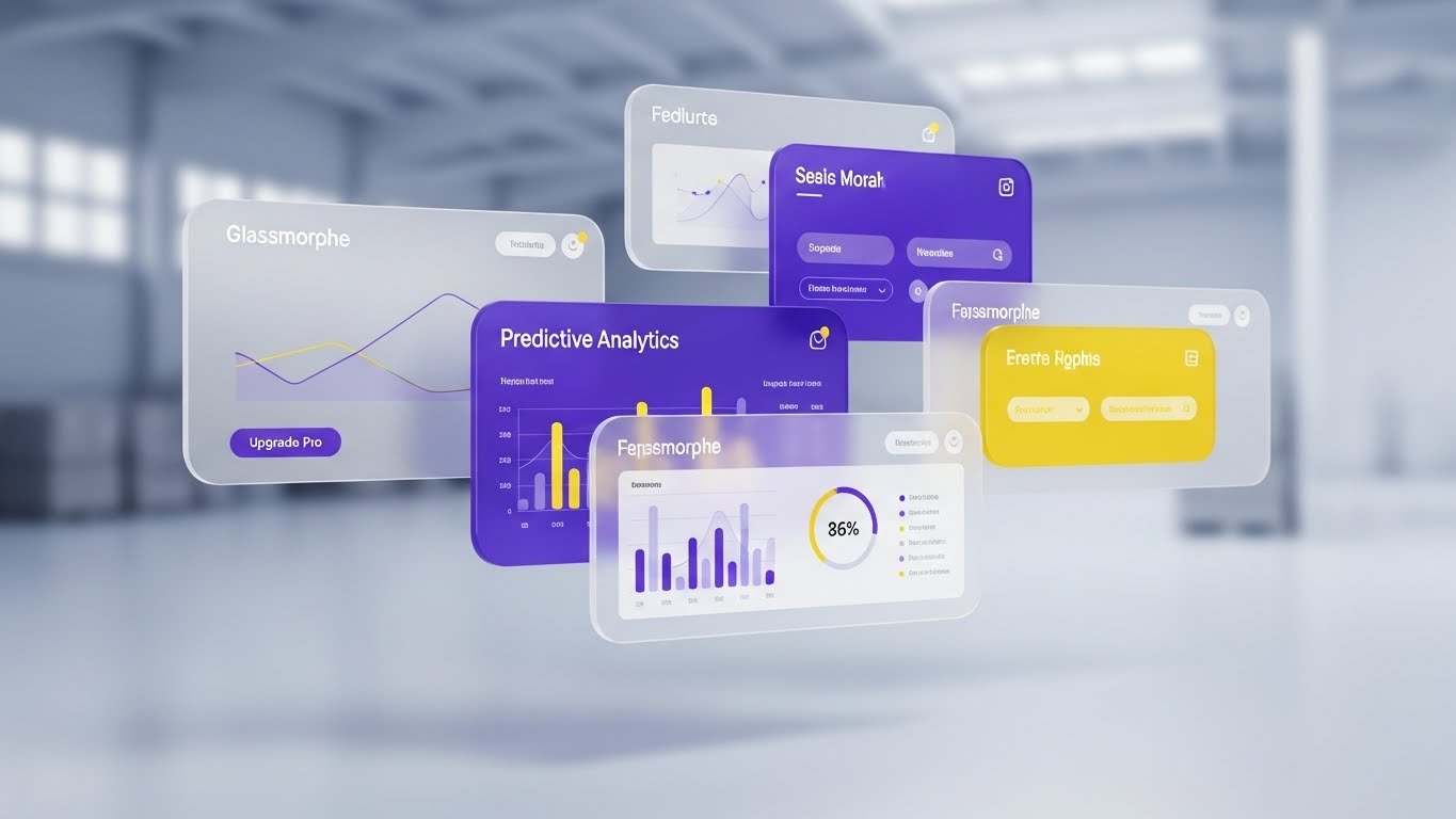 (Glassmorphism): Layered depth implies premium analytical value