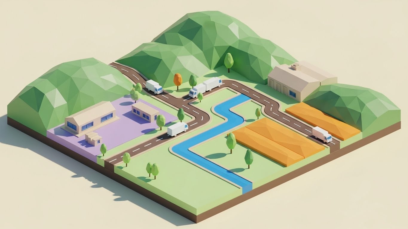 (Low-Poly 3D Modeling): Gamified Terrain for Simplified Territory Planning