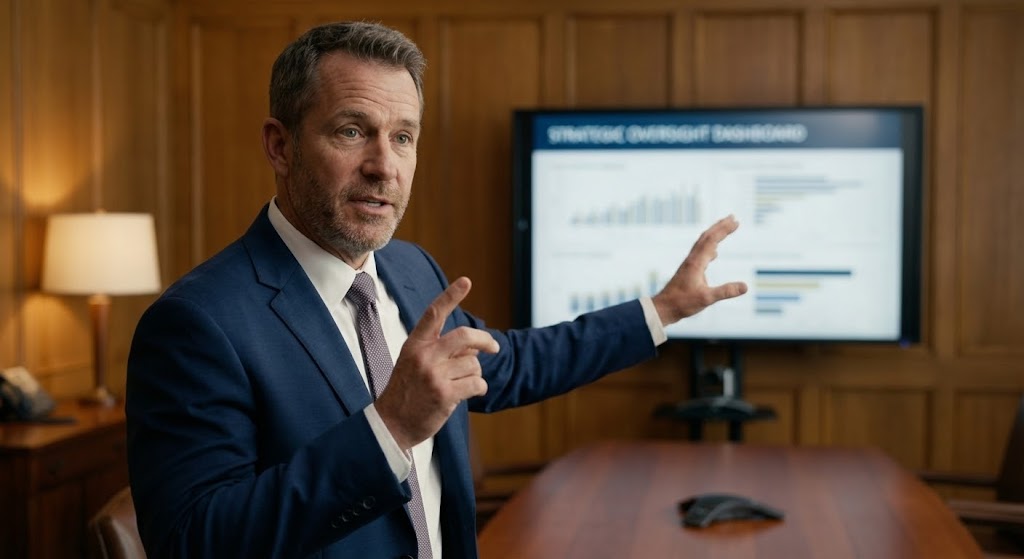 (Generative AI Realistic Character video): Executive Authority + Strategic Partnership