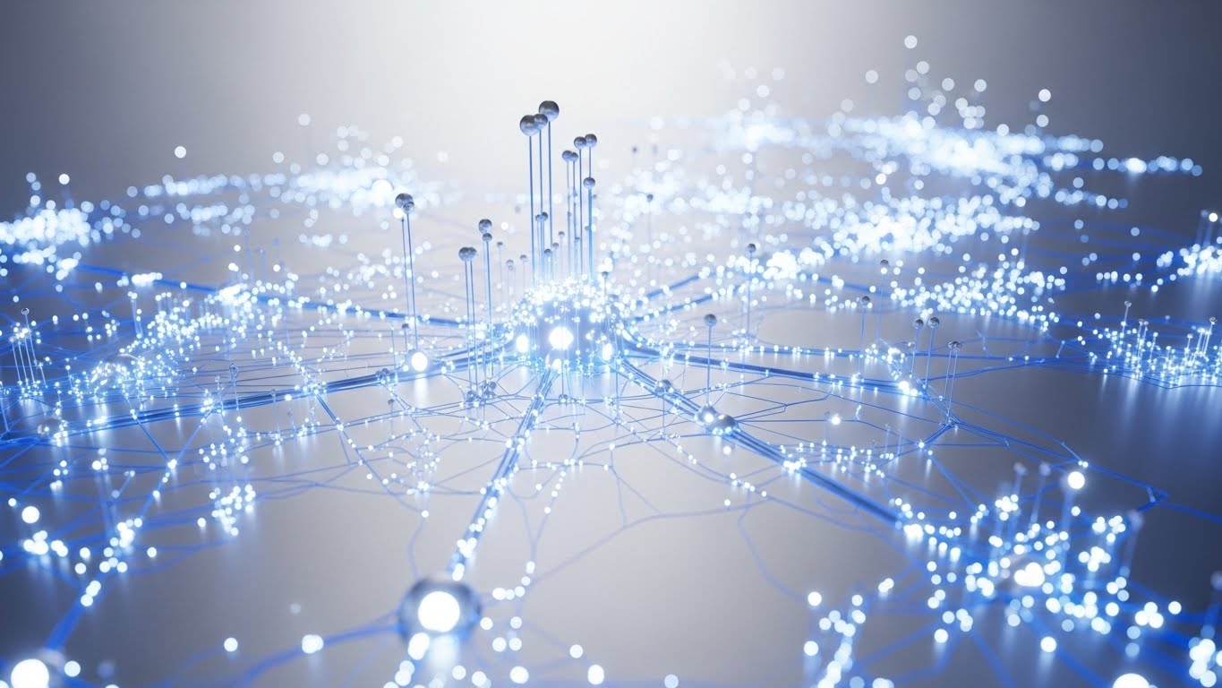 (Abstract 3D AI): Glowing Neural Network + Visualizing Intelligent Routing