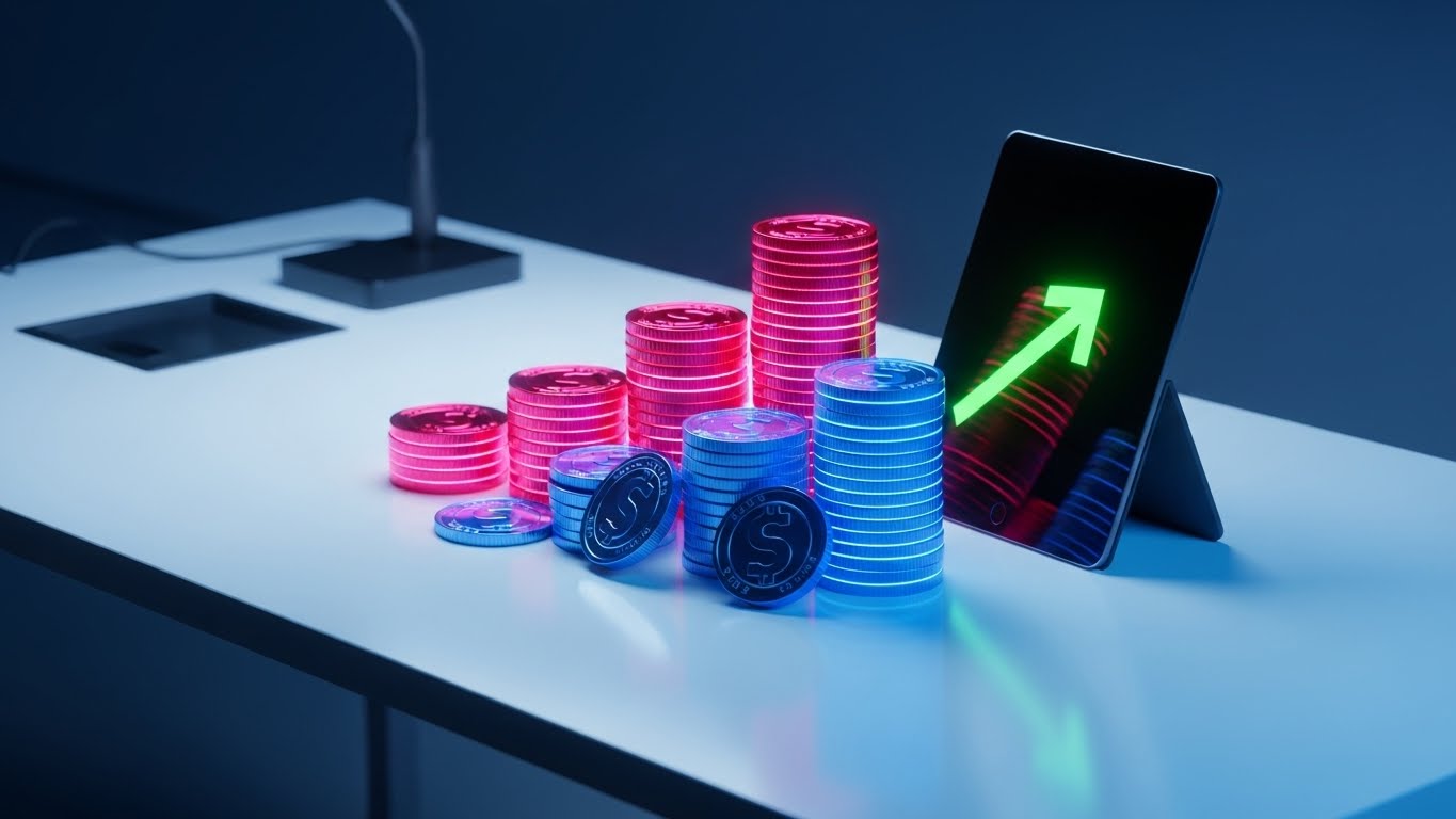 (Photorealistic 3D): Gold Coin Growth + Materializing Financial Returns