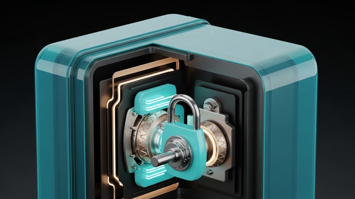 (3D X-Ray): Translucent Digital Vault represents Transparent Security Architecture