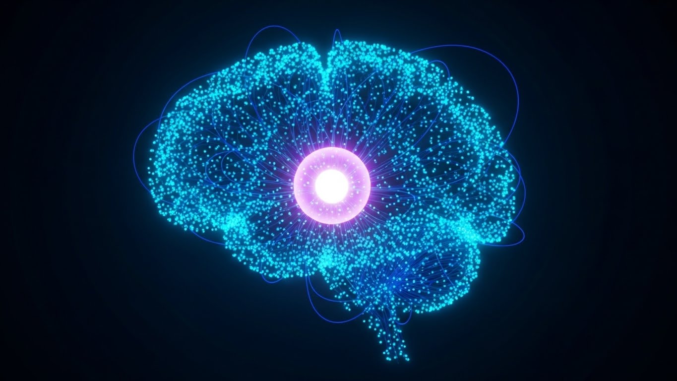 (Abstract 3D AI): Particle Brain – Intelligence Core