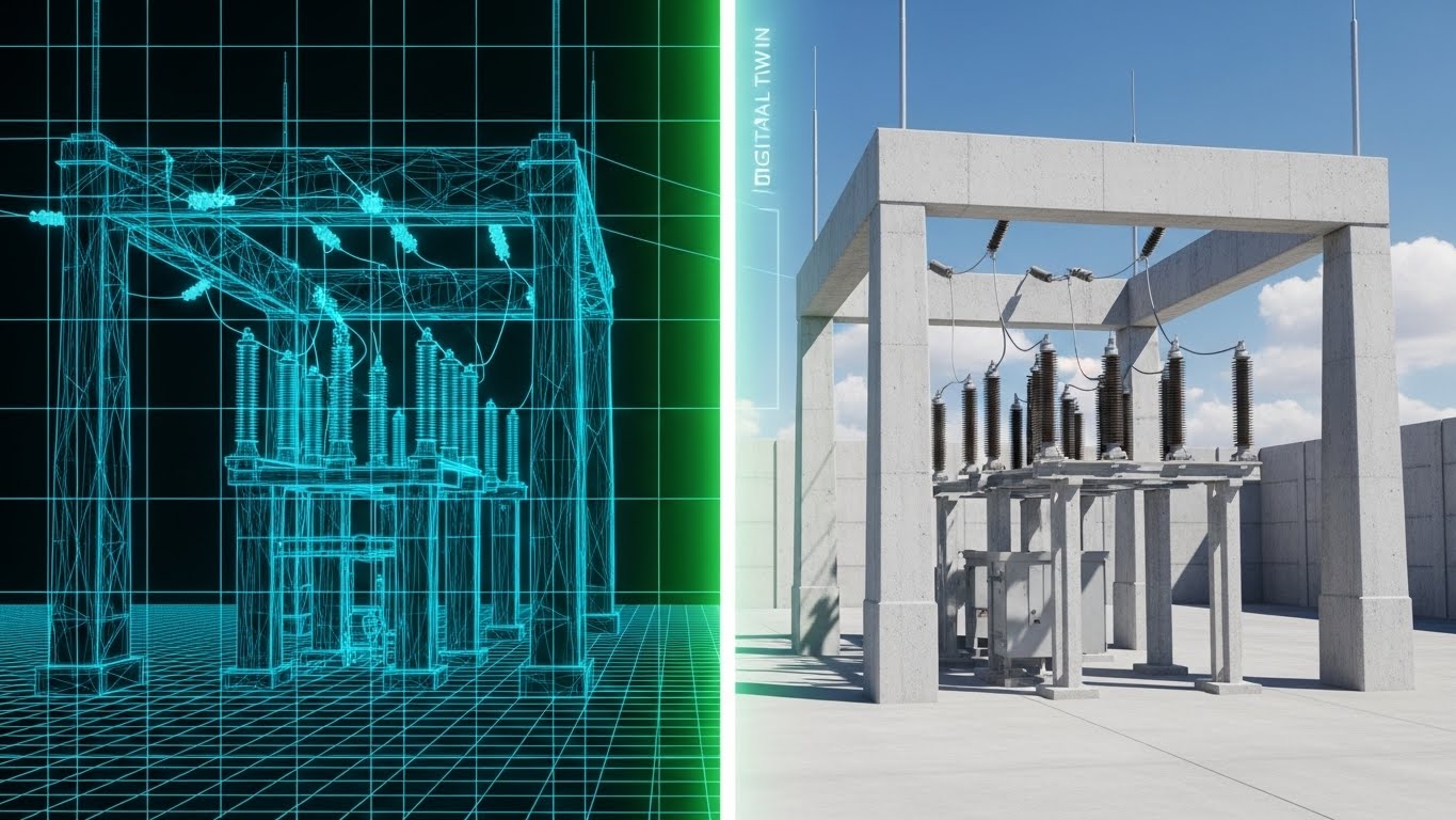 (Wireframe Transition): Digital Twin – Precision Implementation