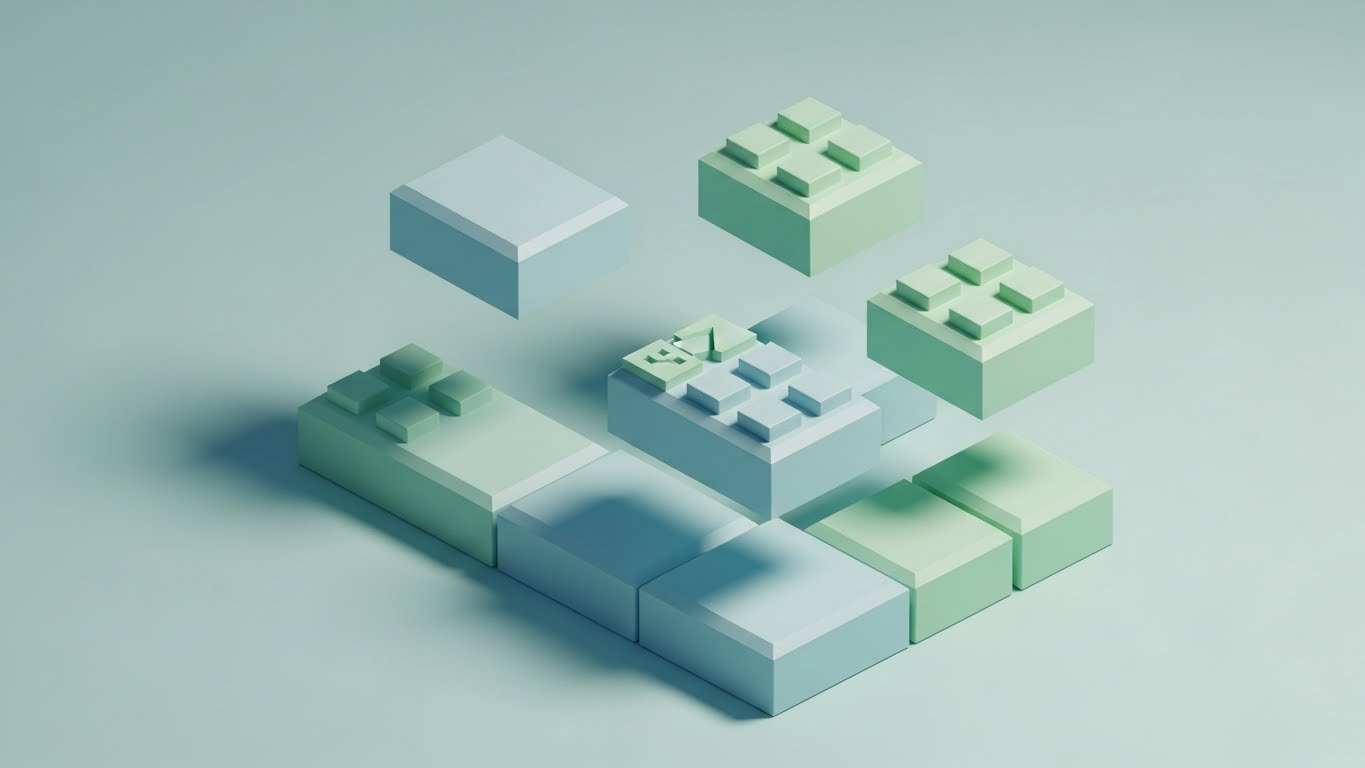 (Low-Poly 3D): Modular Stacks – Configurable Logic