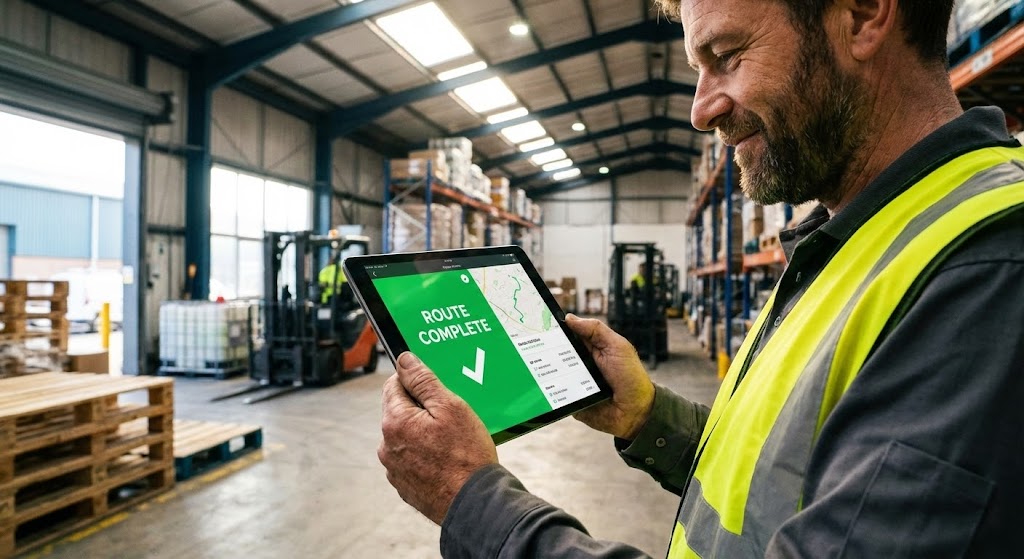 (Lifestyle Stock with UI Overlay): Field Usability + Connecting Worker to Tool