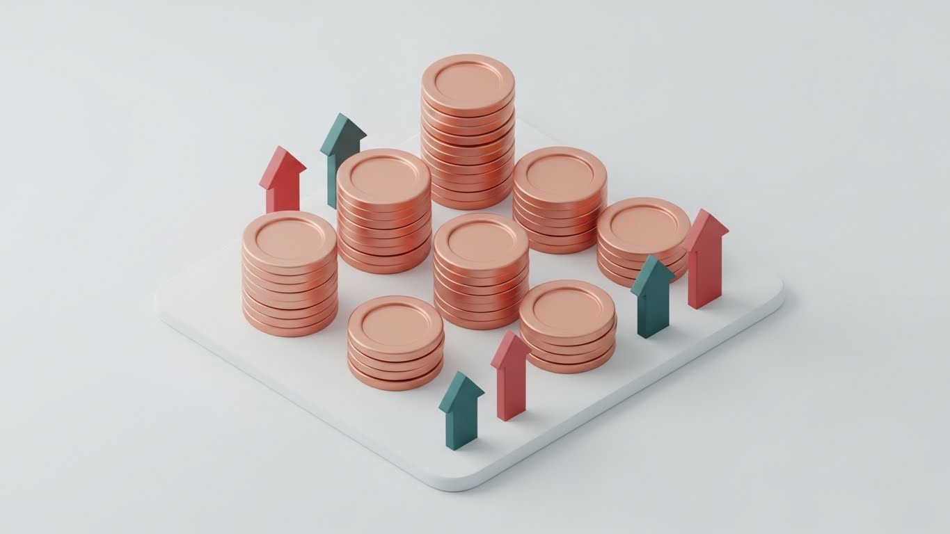 (Isometric 3D): Claymorph Coins + Tangible Cost Efficiency