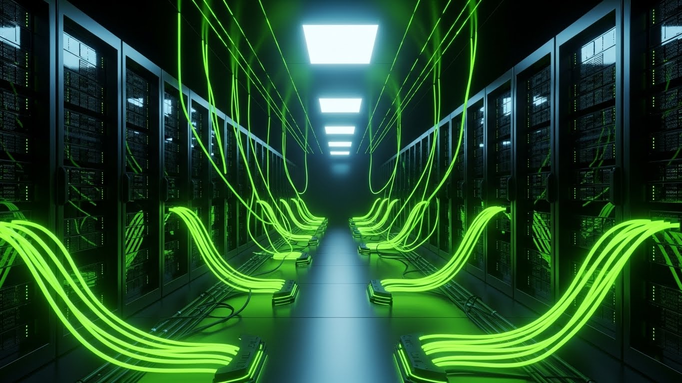 (Futuristic Neon): Glowing Corridors + Infrastructure Robustness