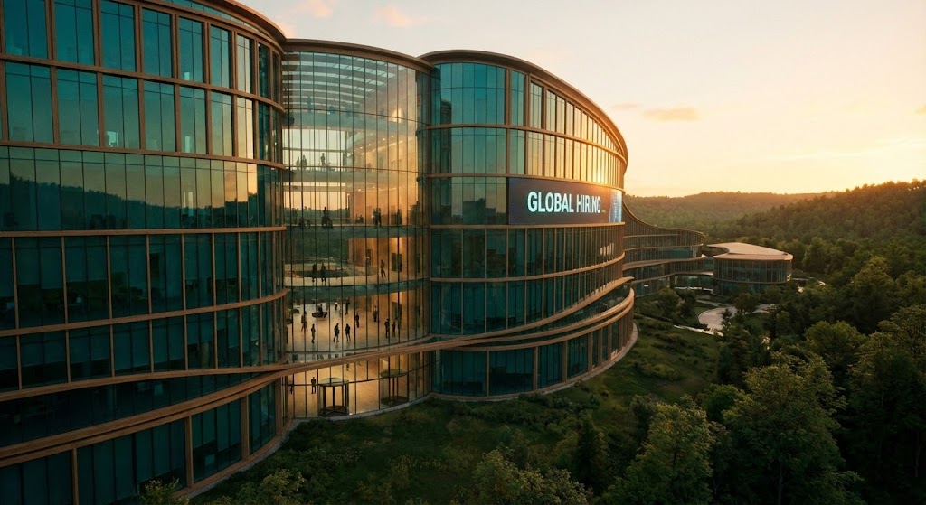 (Gen AI Cinematic): Golden Hour + Global Corporate Scale