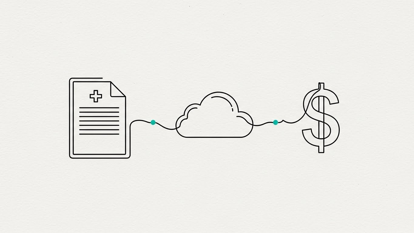 (2D Line Art): Unbroken Path + Seamless Revenue Cycle
