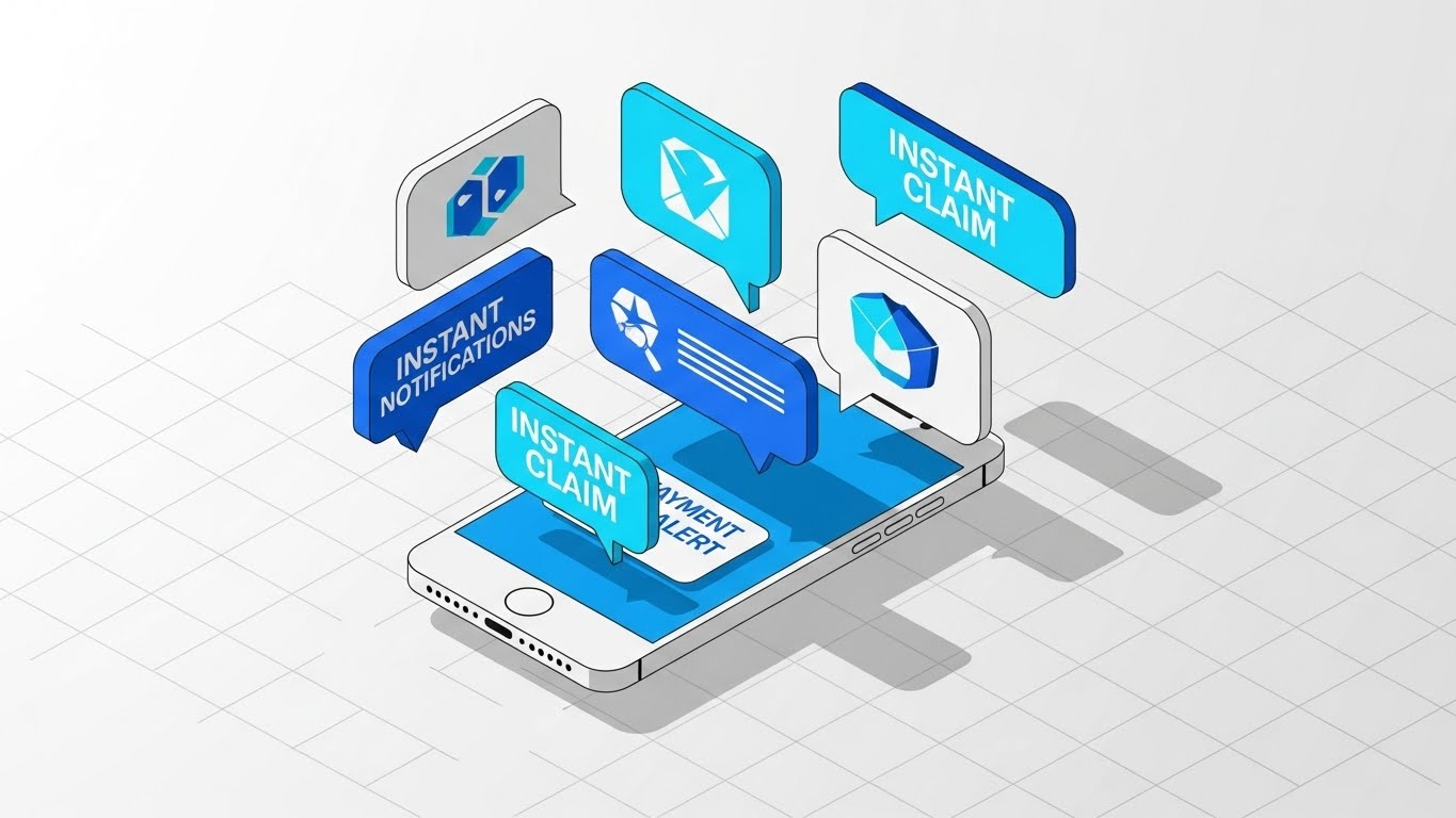 (Isometric 2D): Floating Smartphone + Instant Visibility