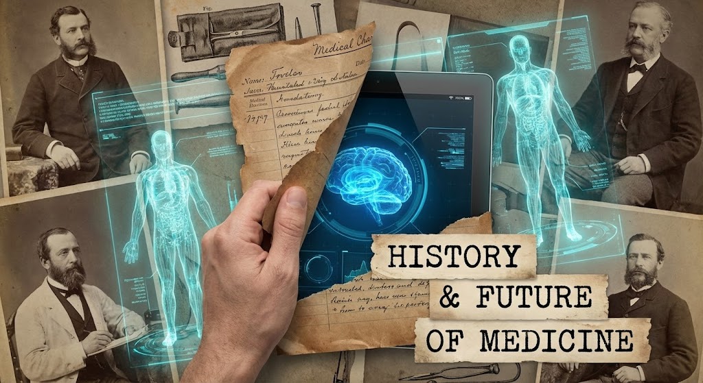 (AI generated mixed media video): Historical Contrast + The Evolution of Care