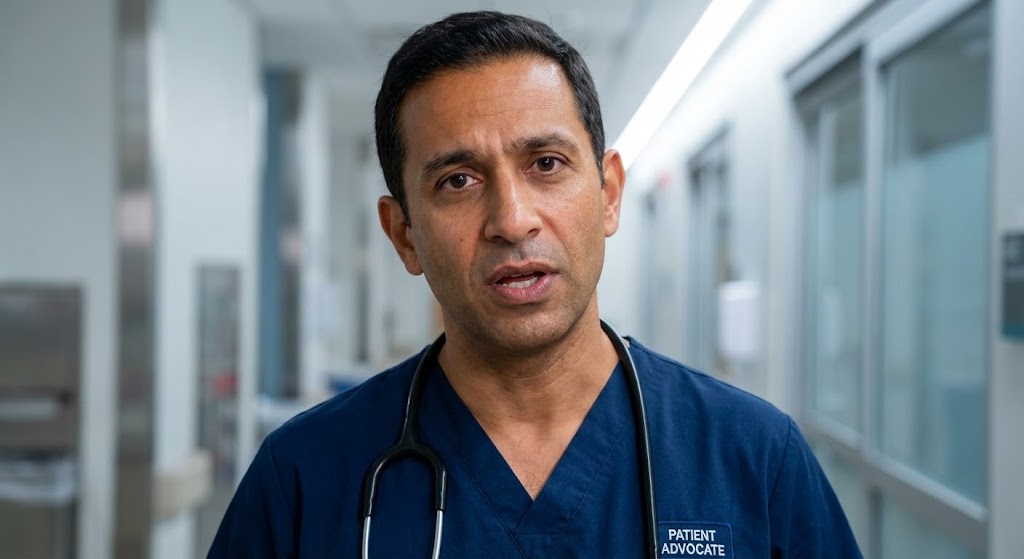 (Generative AI Realistic Character): Direct Eye Contact + Building Advocacy