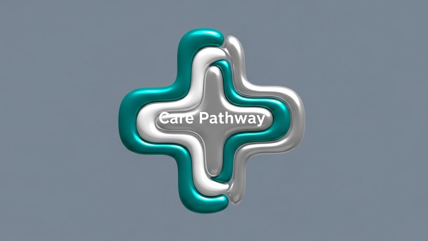 (Abstract 2D flat vector organic): Liquid Gloss + Frictionless Care Pathways