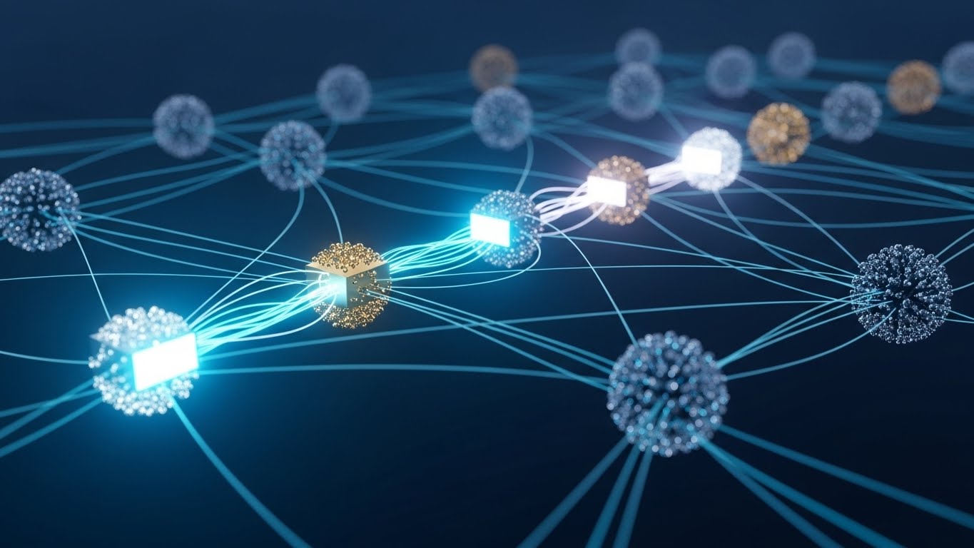 (Abstract 3D Network): Neural Nexus - Visualizing predictive intelligence.