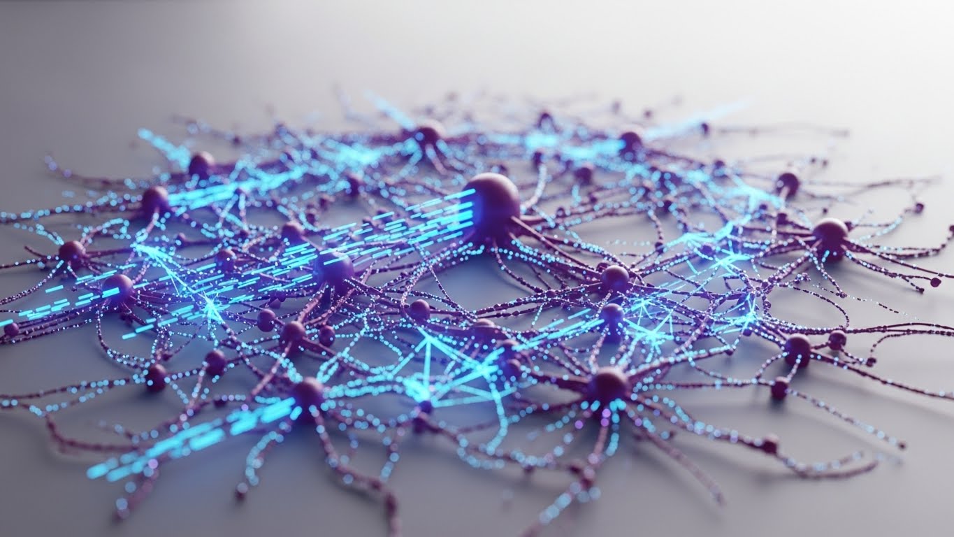 (Abstract 3D AI Visualization): Neural Nodes + Demystifying AI dispatch