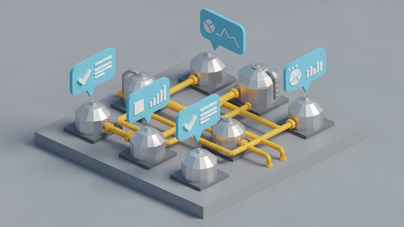 (Isometric 3D): Facility Overview + IoT Visibility at Scale