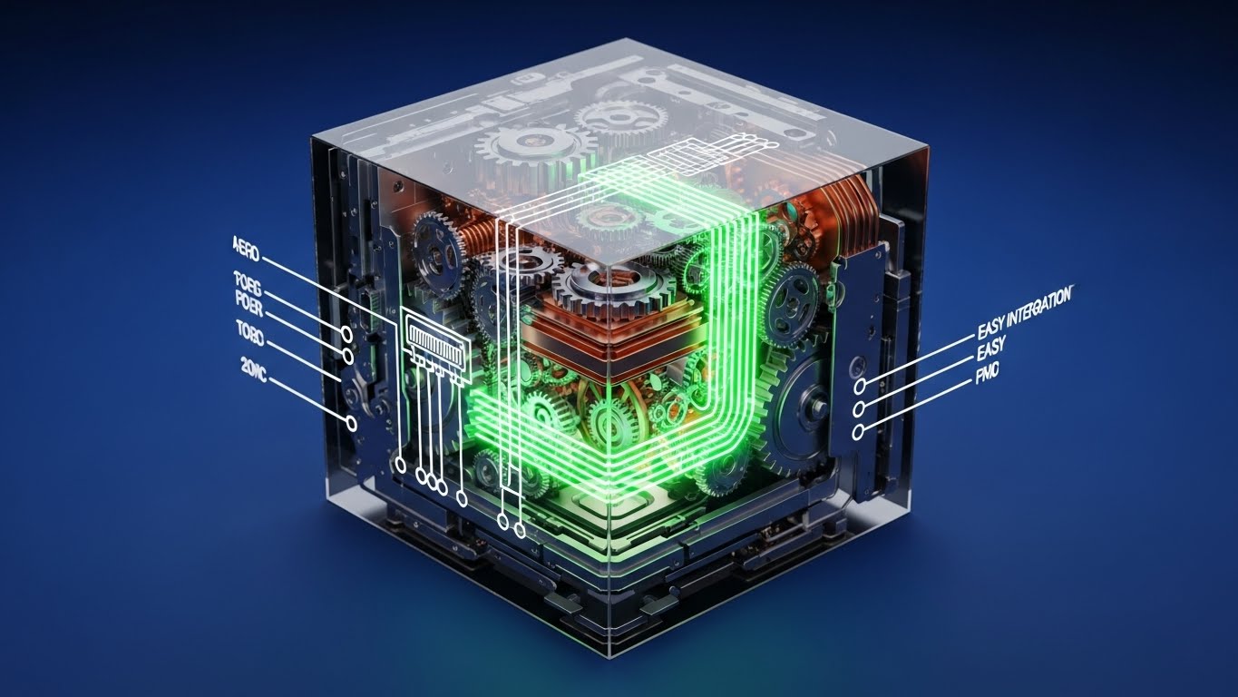 (X-Ray + Line Art): Transparent Cube Structure + API Integration Clarity