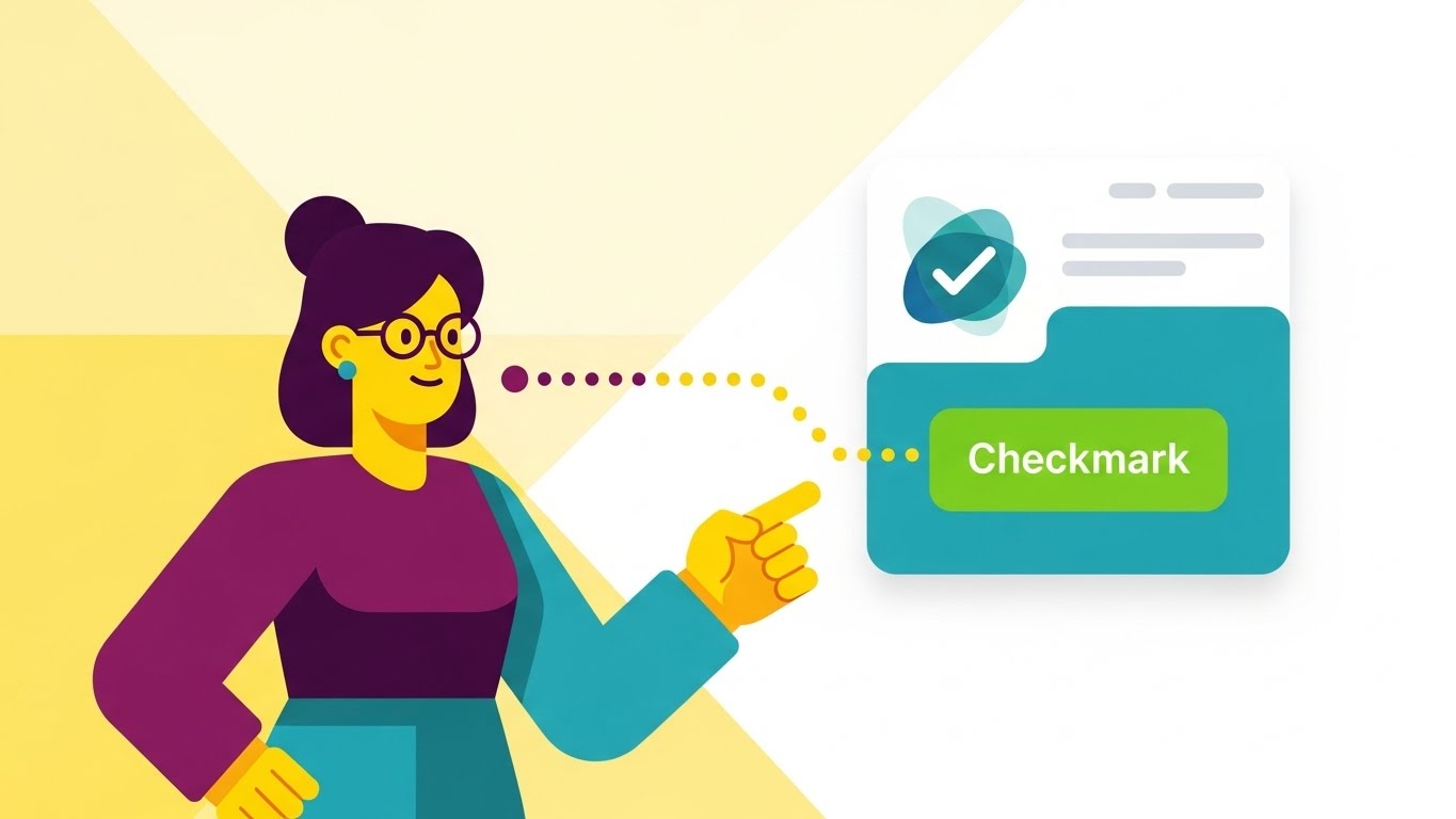(2D Animation & UI Composition): Friendly Guide & Checkmark + Frictionless Onboarding