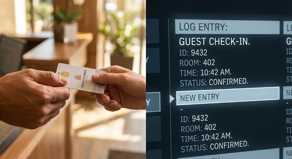 (Split Screen): Physical Action + Digital Audit Trail