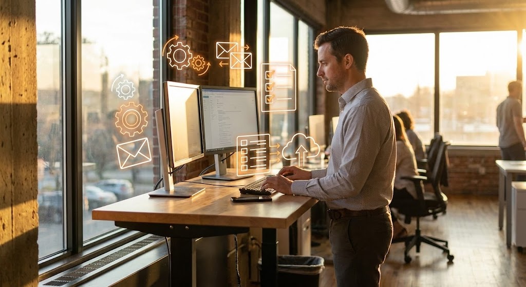(2D Graphics Over Live Action): Augmented Workspace + Automating Daily Workflows