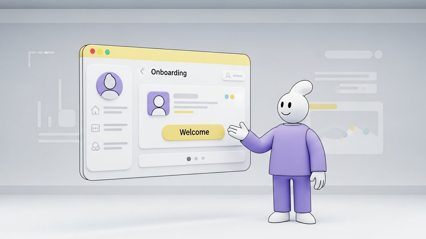 (2D Animation & UI Composition): Friendly Avatar + Easing Onboarding Anxiety