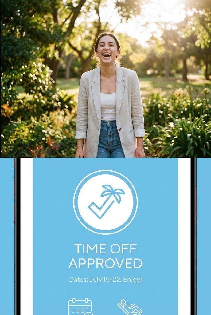 (Split Screen: Optimized Reality and UI): Vertical Contrast + Balancing Life/Tech