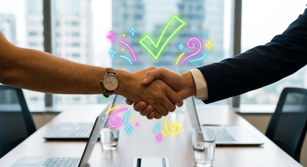 (2D Graphics Over Live Action): Neon Handshake + Reducing Implementation Friction