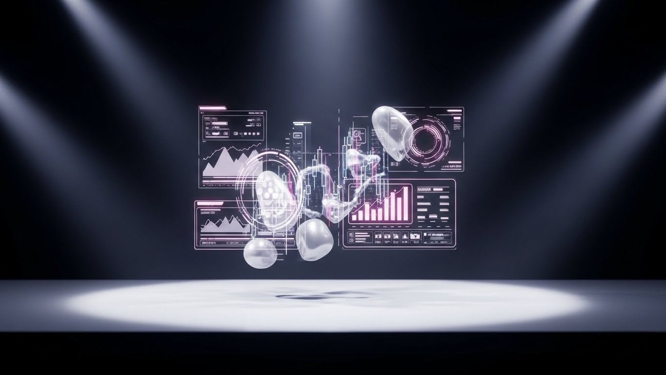 (Holographic UI over 3D Render): Floating Data + Elevating Premium Analytics