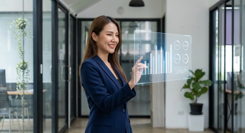 (Generative AI Realistic Character): Holographic Interaction + Humanizing AI Assistance