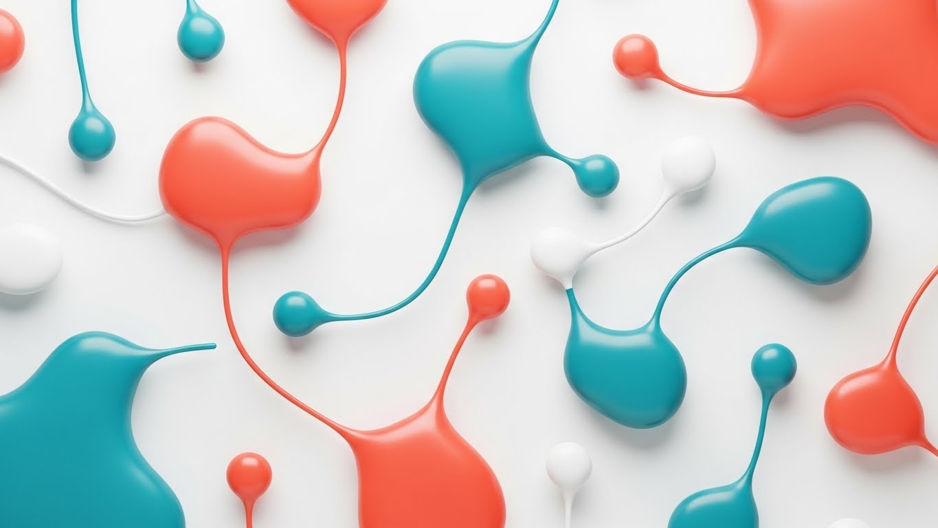 (Abstract 2D flat vector organic): Fluid Network Nodes + Harmonizing Workforce Dynamics