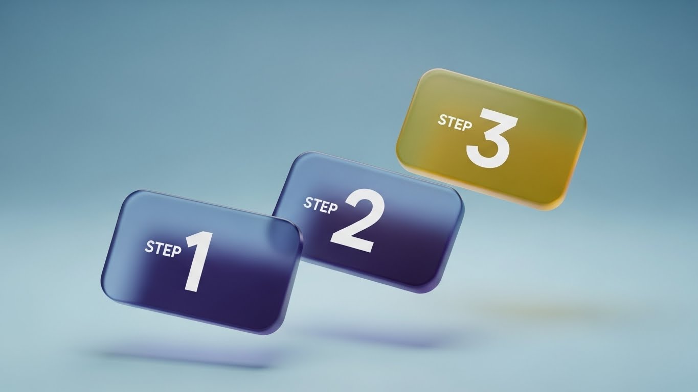 (3D Parallax UI Presentation): Floating Steps Guiding Self-Service