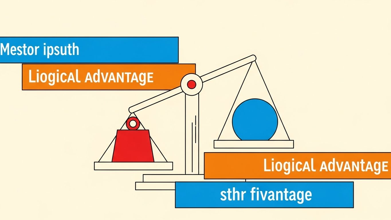 (Minimalist Flat 2D Vector): Balanced Scales Weighing Strategic Value