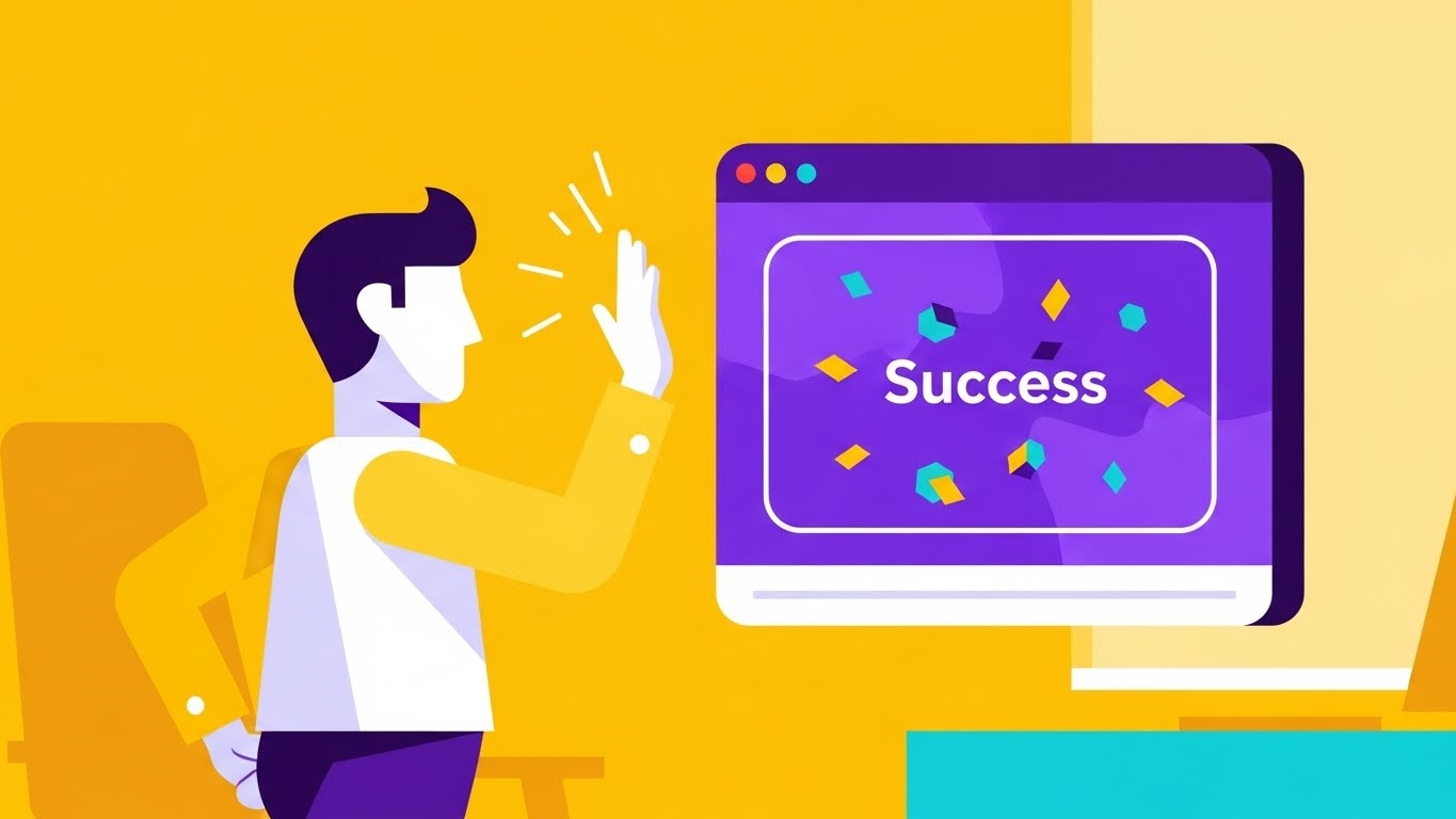 (2D Animation & UI Composition): Success UI Celebrating Frictionless Access